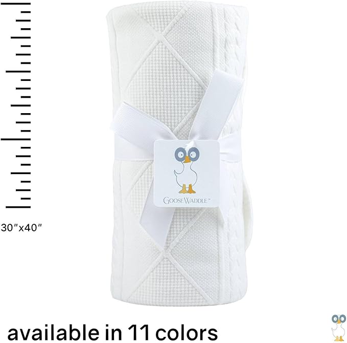 GooseWaddle Luxury Knit Baby Blanket (30”x40”), Premium Comfort from Ultra Soft Fabrics That Get Softer with Use, Perfect for Any Infant Nursery, Boy or Girl, Machine Washable (White)