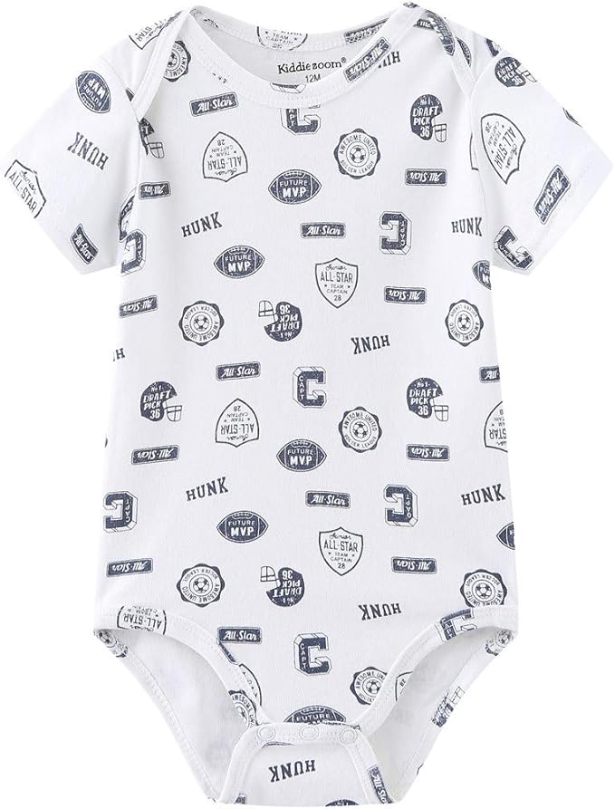 Kiddiezoom Newborn Baby Unisex Cotton One-Piece Bodysuits Baby Gift 5-Pack Baby Clothes