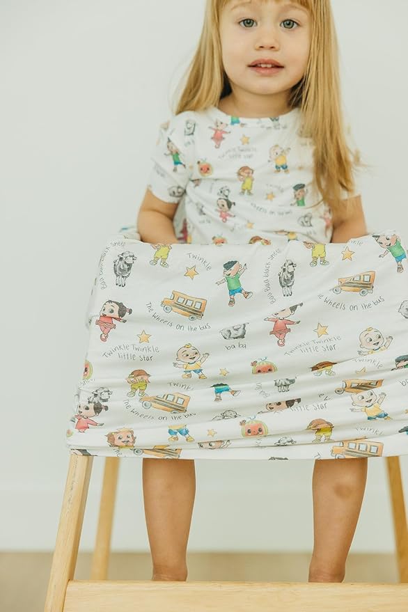 Copper Pearl Baby Car Seat Cover Canopy and Nursing Cover Multi-Use Stretchy 5 in 1 Gift 'CoComelon Friends' - One Size