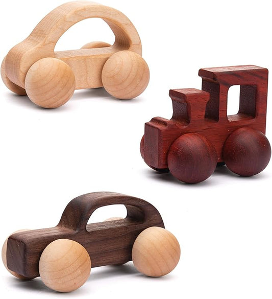 3PCS Wooden Baby Toys, Montessori Toys for Babies 0-6-12 Months, Baby Grasping Toys Push Car Toys for 1 Year Old Boy Birthday Gift #1