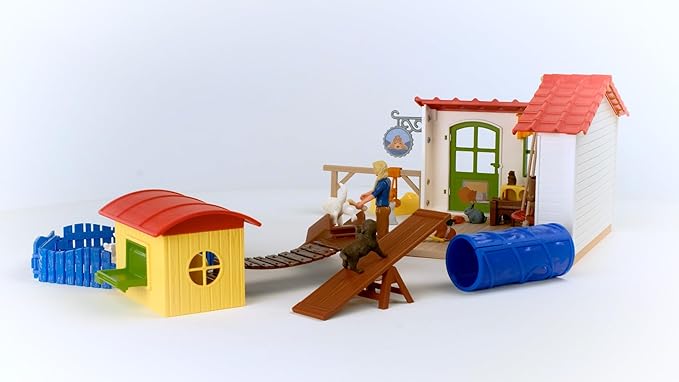Schleich Farm World - 54PC Baby Animal Hotel Playset with Cute Pets, Caretaker and Movable Accessories - Realistic Animal Figurine Play Set - Fun Educational Toys for Kids and Toddlers Ages 3+| 42607