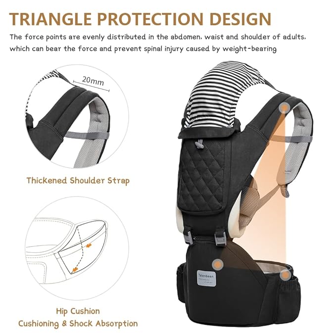 Baby Carrier 6-in-1 Newborn to Toddler, Baby Carrier with Hip Seat Lumbar Support 7-41 lbs, Baby Soft Carrier for All Seasons & Positions, Adjustable Size for Shopping Hiking Travelling