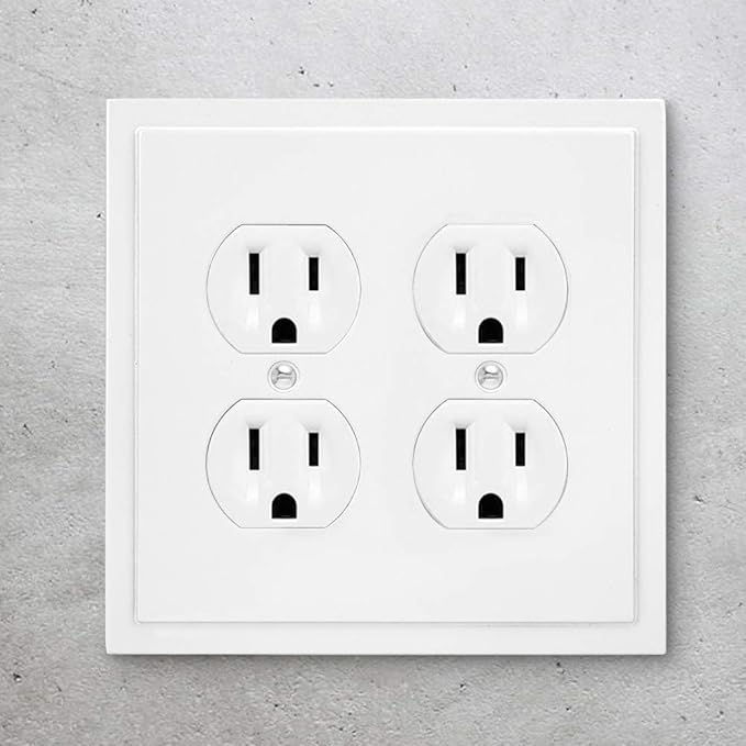 Modern Edge Decorative Wall Plate Switch Plate Outlet Cover, Durable Solid Zinc Alloy (Double Duplex, White)