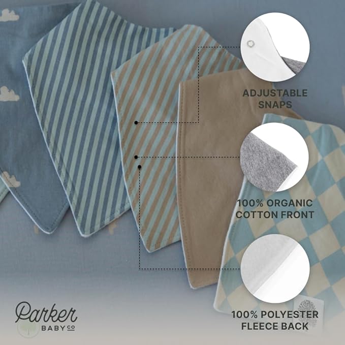 Parker Baby Bandana Drool Bibs 8 Pack Baby Bibs for Boys, Girls, Unisex - Soft & Stylish Teething Bibs for Babies