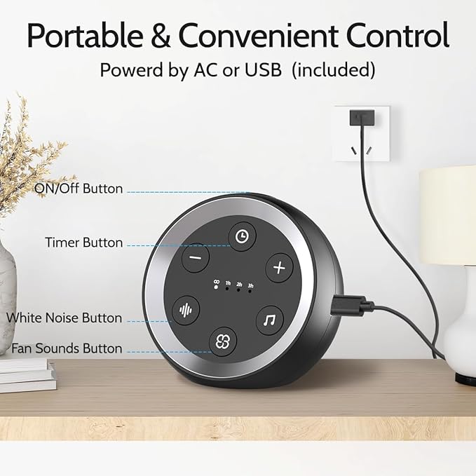 White Noise Machine Calming Sleep Sound Machine with 32 Soothing Sounds Loud Pink Brown Noise Machine for Baby Kid Adults Noise Cancelling Machine with 36 Volume Levels 4 Timer for Office Privacy