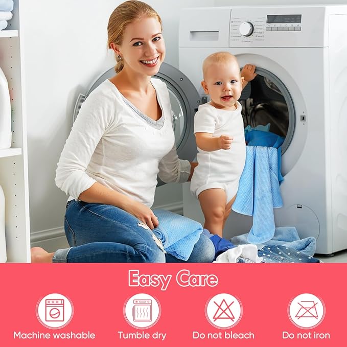 Orighty Baby Hooded Towel with Five Washcloths, 28 x 28 Inch Super Soft Bath Towel with Hood for Babies, Infant, Newborn Essential - Ideal Baby Stuff Registry for Boys and Girls (Blue)