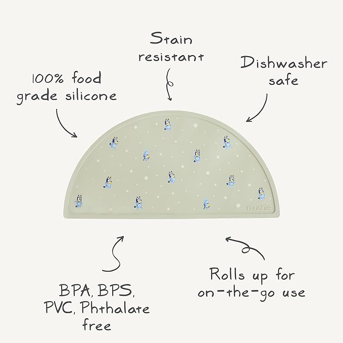 mushie x Bluey Silicone Placemat for Kids | BPA-Free Non-Slip Design (Bluey Ivory)