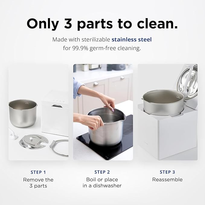 Carepod Cube Plus X50V Stainless Steel Humidifier - Easy to Clean, 3 Mist Level Settings, Auto-Humidity & Auto Shut-Off Feature, One Touch Built-in Sanitization, No Filters, Lasts 32Hrs (1.1Gal/4.2L)