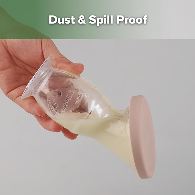 haakaa Manual Breast Pump & Silicone Cap Combo for Nursing Mom (Blush, 4oz. with Base)