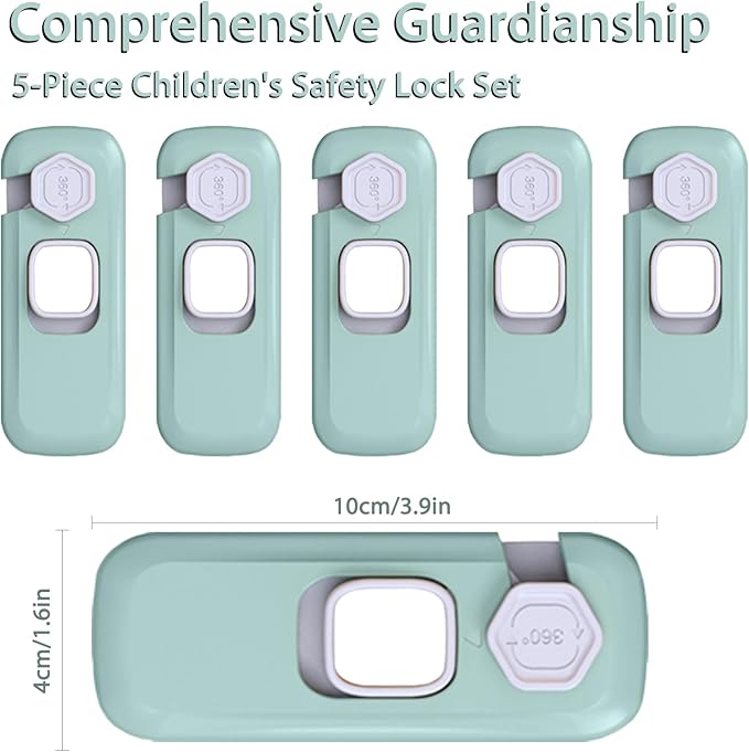 5Pack Child Proof Refrigerator Lock, Baby Proofing Cabinet Locks, oven lock child safety, fridge lock, for Fridge, Drawers, Dishwasher, Oven, Cupboard, Closet, Adhesive, No Tools Need(Green)