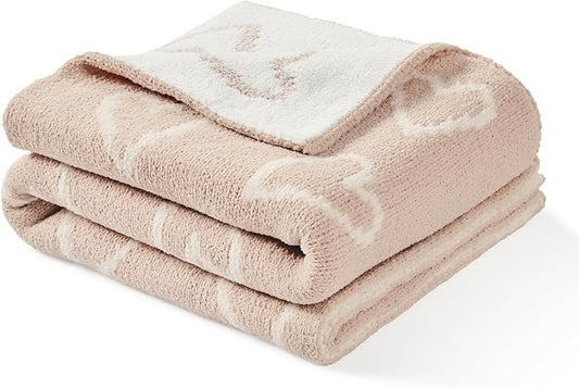 CREVENT 30"X40" Cozy Soft Warm Chenille Baby Blanket for Girls Boys, Newborn Essentials for Infant, Baby Shower Receiving Gift - Pink Heart