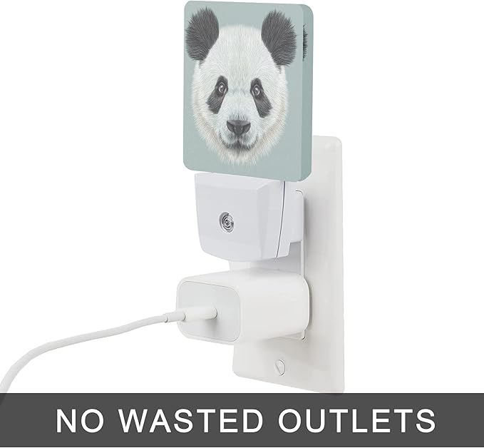 Panda Night Light,Cute Animal Asian Bear Night Lights Plug into Wall with Dusk to Dawn Light Sensors 0.5W Led Night-Lights for Stairway/Hallway/Bedroom St Patrick's Day Décor