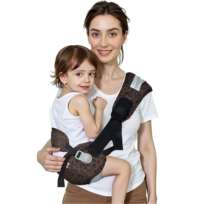 Baby Carrier Newborn to Toddler-Adjustable Baby Sling Carrier,Toddler Carrier for 25-60lbs,Comfortable Baby Sling for Hands-Free Carrying (Dark Brown Leopard Print)