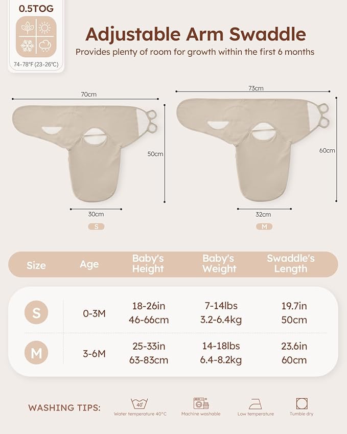 Baby Swaddles for Newborns with Zipper, 100% Cotton Newborn Swaddle Sack, 3 Pack Baby Swaddles 3-6 Months Swaddle Sleep Sack for Newborn Baby Boy Girl Brown Sun