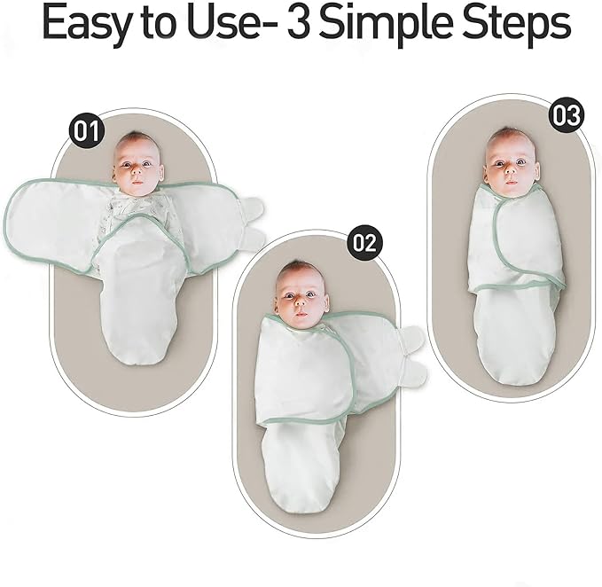 GLLQUEN BABY 3-Pack Baby Swaddle Sleep Sacks for Newborns 0-3 Months - Adjustable Infant Swaddle Blanket Wrap, Baby Essentials, Gray & Green Tone