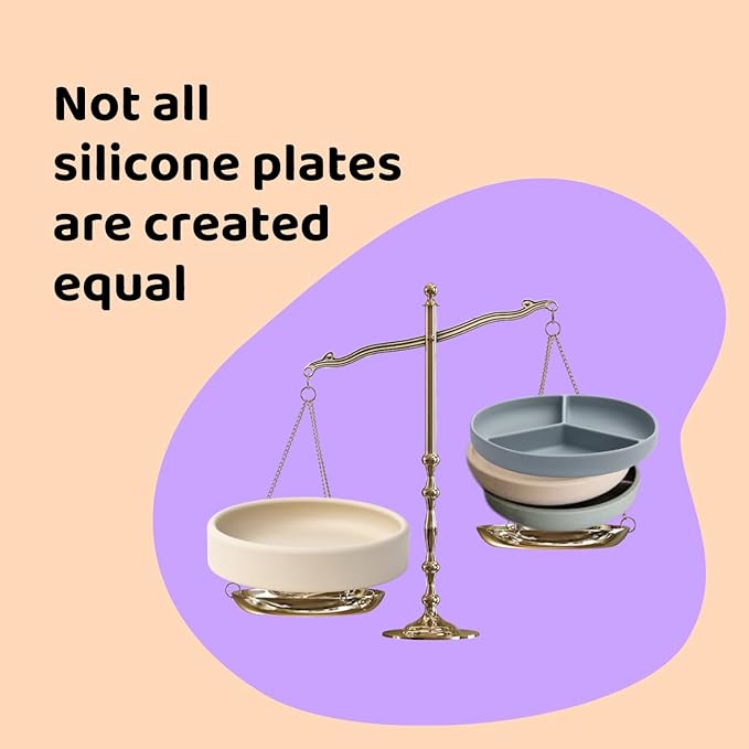 APLAINR Silicone Baby/Toddler Plate and Bowl Bundle, Oat Cream