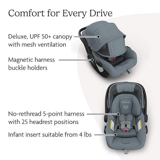 UPPAbaby Mesa V3 Infant Car Seat - Easy Installation + SmartSecure Technology - Attaches to Stroller | Base + Infant Insert Included - Callum (Stone Blue)
