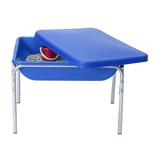 Children's Factory 18" Small Sensory Table, Sandbox with Lid, Water Table for Kids, Blue