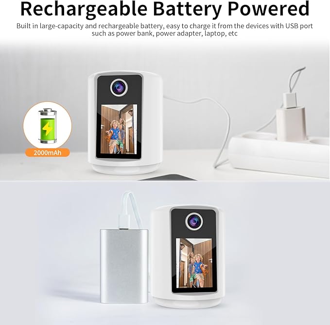 VSTARCAM Video Call Security Camera Indoor with 2.4 inch HD Screen, Pet Camera Monitor, One-Touch Call,Warm Light,360° PTZ, AI Detection,Plug in&Battery Powered,SD/Cloud Storage