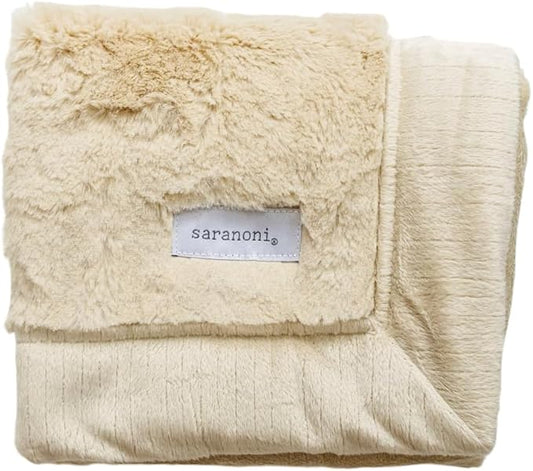 SARANONI Luxury Security Blankets for Babies | Ultra-Soft Lush and Boutique Quality Baby Blanket | Ivory, Mini - 15" x 20"