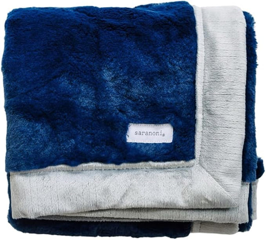 SARANONI Luxury Security Blankets for Babies | Ultra-Soft Lush and Boutique Quality Baby Blanket | Navy Gray, Mini - 15" x 20"