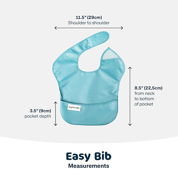 Tiny Twinkle Mess Proof Baby Bibs for Eating – Waterproof, Wipeable Toddler Bibs with Pocket – Baby Food Bibs for Girls & Boys(3 Pack,Slate, Olive)