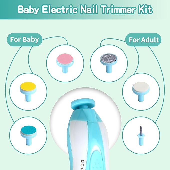 Baby Grooming Kit, Electric Safety Nail Trimmer Baby Nursery Kit，Infant Safety Care Set with Hair Brush Comb Nail Clipper Nasal Aspirator,Baby Essentials Kit for Newborn Girls Boys (20 Pc Green Kit)