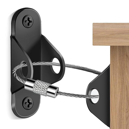 Furniture Anchors (10 Packs) Anti Tip Furniture Anchors for Baby Proofing, Furniture Wall Anchor Earthquake Straps for Furniture Dresser Wall Safety Anchor Furniture Fasteners to Wall, Black