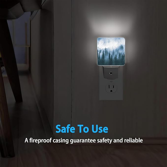 Misty Forest Night Light,Nature Landscape Night Lights Plug into Wall for Boys Girls, Led Lamp for Stairway/Hallway/Bedroom 0.5W Nightlight Sleep Friendly