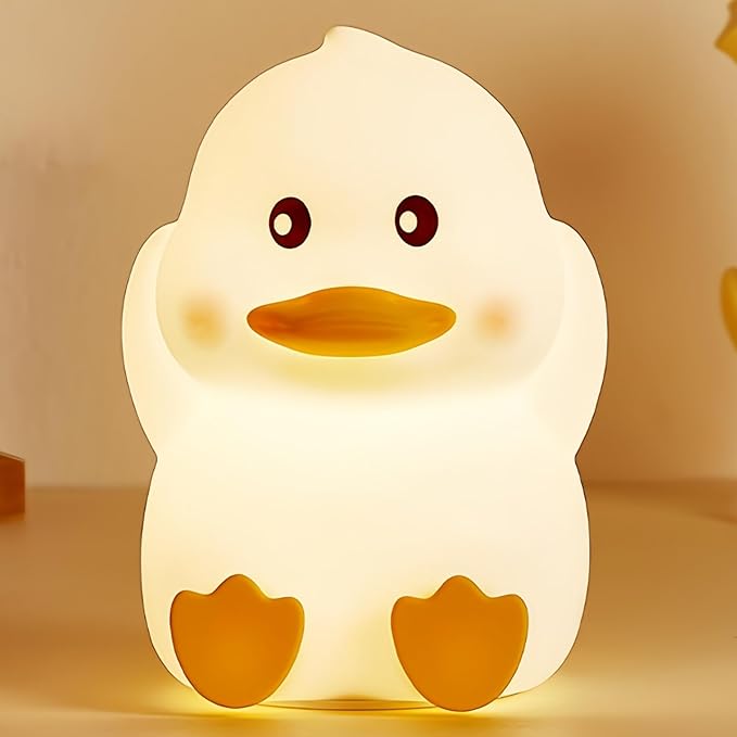 Soft Silicone Cute Duck Night Light, 2-Level Brightness 6 Colors Changeable, with Timing Function Rechargeable Night Light for Nursery Kids Bedroom, Toddler Gift