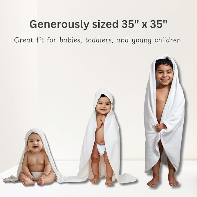 Hooded Baby Toddler Towel and Washcloth Set Made with Viscose from Bamboo, Large Size of 35" x 35", Soft and Absorbent, Baby Essential in Sage