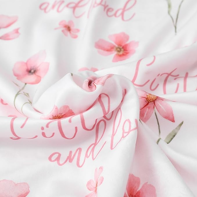 Floral Baby Blankets for Girls - Super Soft Nursery Minky Blanket, Newborn Baby Blanket with Double Layer Dotted Backing, Pink Lightweight Bed Throw Blanket, 30 x 40 Inch