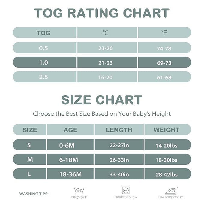 Mosebears Unisex Rayon Made from Bamboo Sleep Sack with 2-Way Zipper,2.5 Tog Baby Winter Sleep Sack (Calm Sage,6-18 Months)