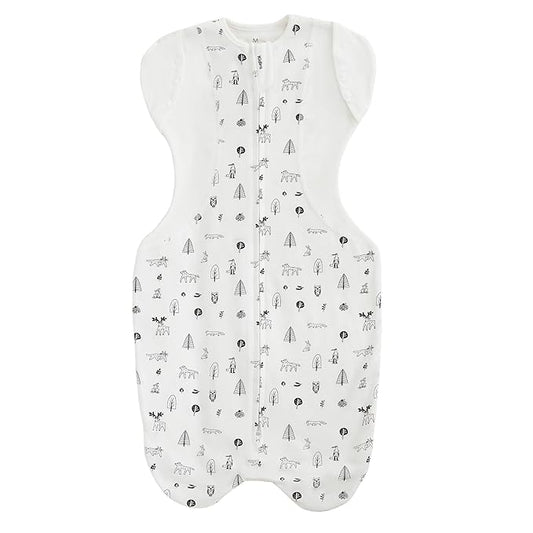 KIDIRA Transition Swaddle Sleep Sack, 3-6 Months, 12-18 lb, 2-Way Zipper, Moisture-Wicking Fabric, Snug Fit, (Munchkin Forest)