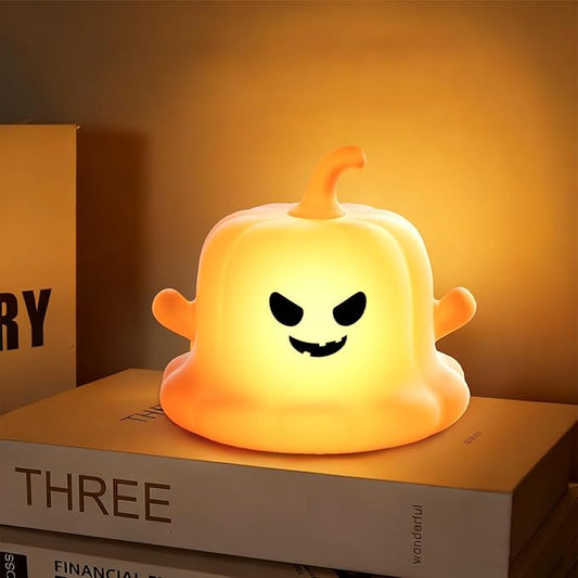Dealswin Pumpkin Night Light for Kids, Halloween Decor Cute Silicone LED Lamp with Magnetic Base, 3 Brightness Levels & Timer Nursery Nightlight Rechargeable Bedside Touch Lamp for Breastfeeding