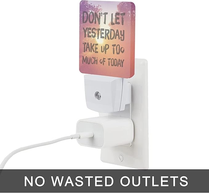 Inspirational Quote Night Light,Don't Let Yesterday Take Up Too Much of Today Night Lights Plug into Wall for Boys Girls Gifts, Dusk to Dawn Sensor Nightlight 0.5W Sleep Friendly