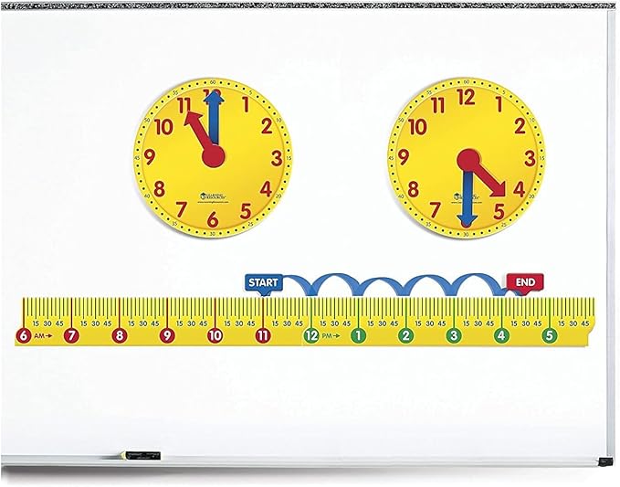 Learning Resources Magnetic Elapsed Time Set, Telling Time, Clock for Kids, Classroom Supplies, Set of 2