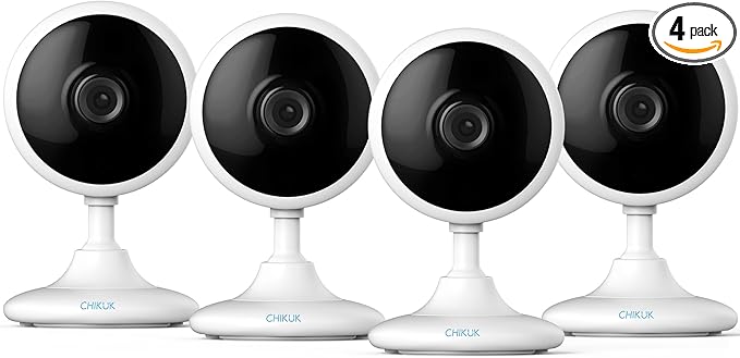 2K Home Security Camera, Indoor Camera for Dog/Pet/Elder/Baby Monitor, Smart Phone App Siren, 2-Way Audio, Advanced Motion Detection Night Vision, 4pcs，SD/Cloud Storage, Alexa Compatible