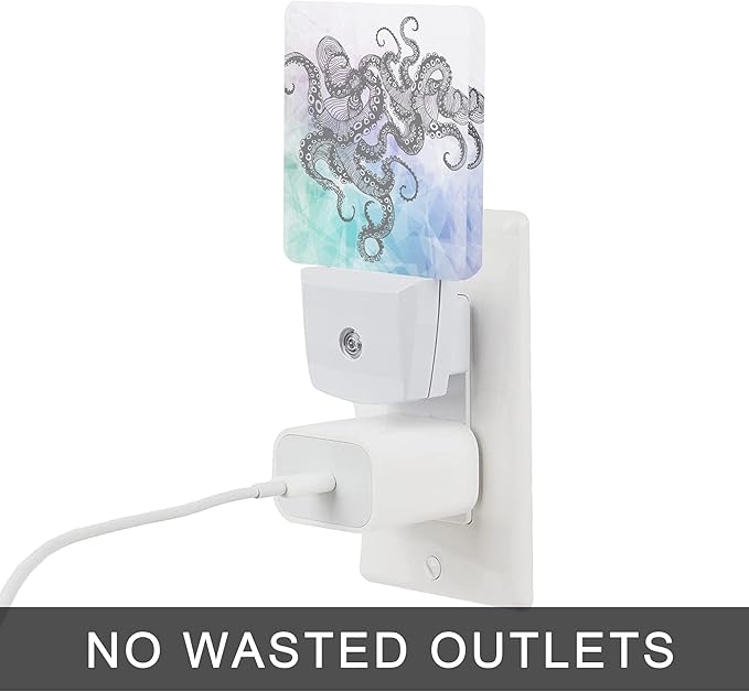 Octopus Night Light,Crystal Design Element Night Lights Plug into Wall Dusk to Dawn Sensor Led Lamp for Women Men,Led Lights for Stairway/Hallway/Bedroom
