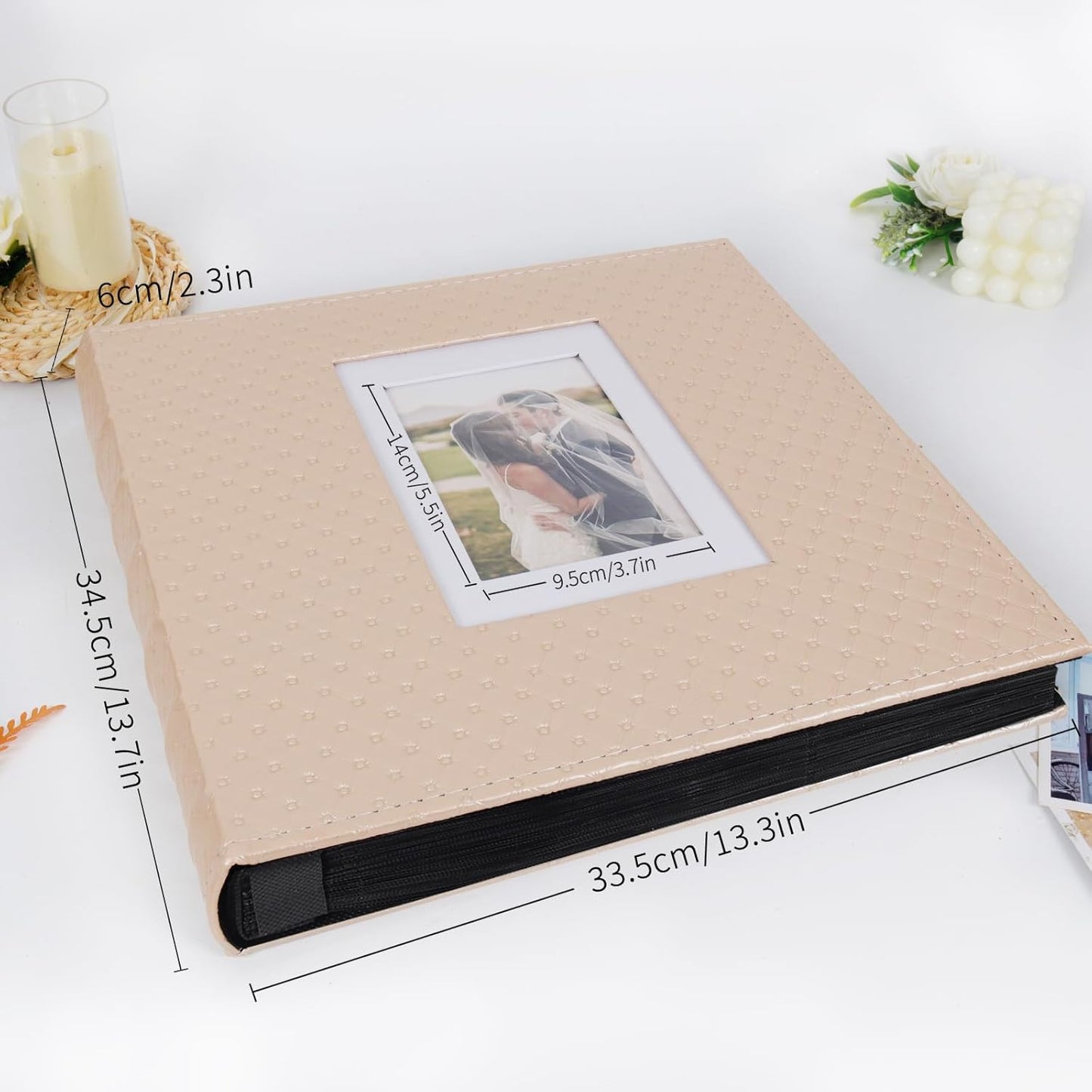 RECUTMS Photo Album 4x6 with 800 Pockets Leather Cover Large Photo Album Holds 800 Horizontal and Vertical Photos Slip-in Memory Photo Book for Family Baby Wedding Anniversary Travel(Pink)