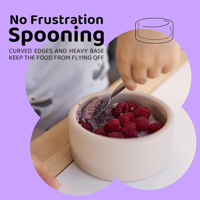 APLAINR Solid Bowl, Silicone Bowl for Baby, Toddler & Kids, 9 fl oz, Non Slip, Heavy Base, Deep, Microwave & Dishwasher Safe, No BPA, Cereal, Soup, Snack Dishes & Dinnerware, Pink Sand