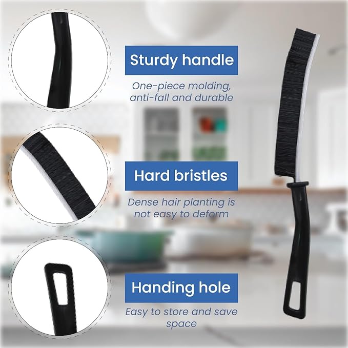 3 Pcs Crevice Cleaning Brush, Multifunctional Gap Bathroom Brush with Hard PET Bristles for Small Tight Spaces