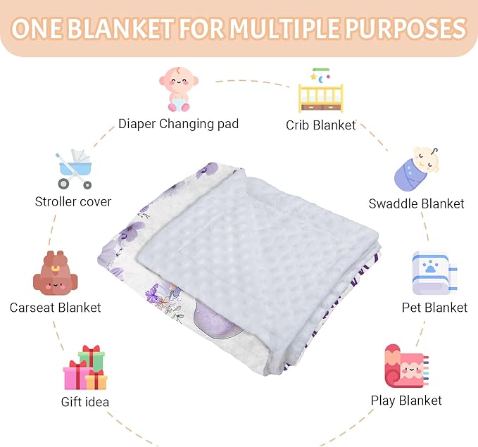 Personalized Baby Blankets for Girls & Boys - Super Soft Easter Blanket with Thick Double-Layer Dotted Backing, Personalized Baby Gifts for Baby Shower from Grandma (Crown, Customize Now)