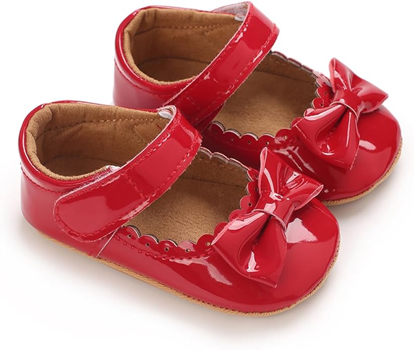 COSANKIM Baby Girls Mary Jane Flats Shoes Anti-Slip Rubber Sole Infant Toddler Princess Wedding Dress Shoes