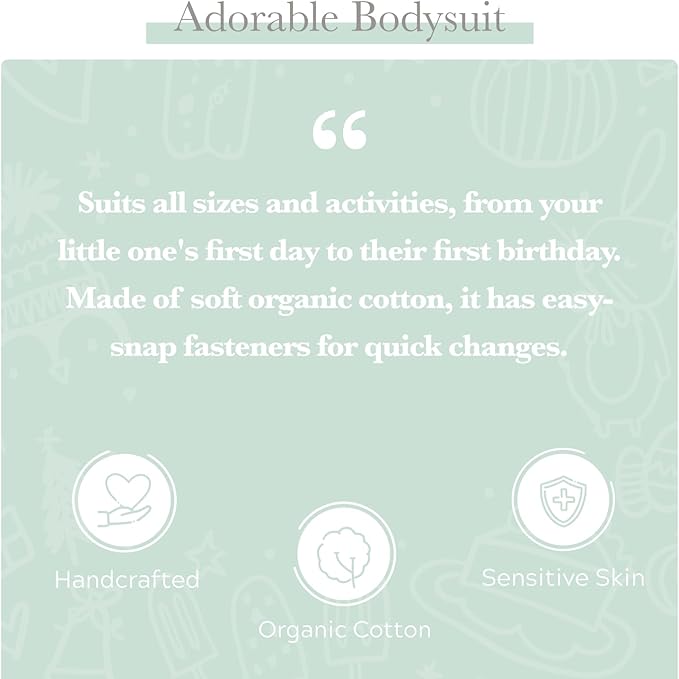 Finn + Emma Organic Cotton Graphic Baby Onesie - Gender Neutral Bodysuits for Babies 0-12 Months in Multiple Sizes and Styles