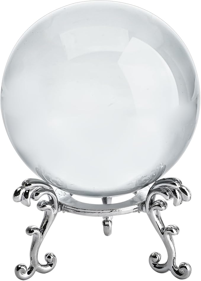 ZEERSHEE 60mm Sparkling Clear Crystal Ball with Stand Handcrafted Photography Prop for Magical Shots Elegant Home & Party Decor for Women