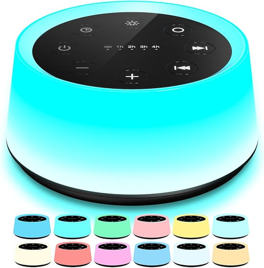 ColorsNoise Sound Machine and White Noise Machine with 30 Soothing Sounds with 12 Colors Baby Night Light with Memory Function (Black)