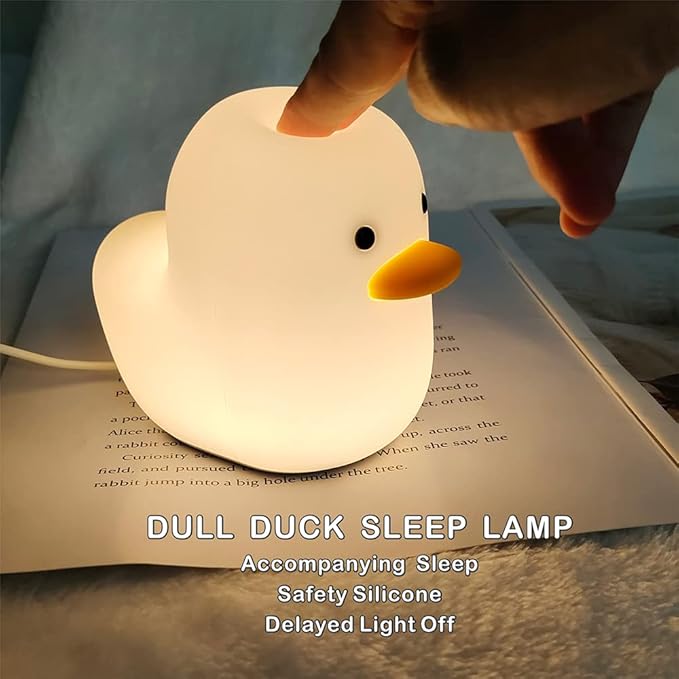 Kids Night Light - Cute Silicone Duck Nursery Lamp for Baby and Toddler, Animal Squishy Lamp for Bedroom, Boys and Girls Gift