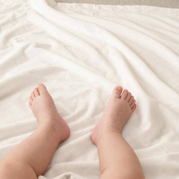 david's kids Micro Fleece Minky Baby Blanket for Girls with Double Layer and Soothing Raised Dots, 40x50 Inches Breathable and Soft Lightweight Receiving Blanket for Newborns, Cream