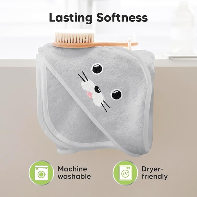 KeaBabies Hooded Baby Towel for Newborn - Viscose Derived from Bamboo Large Baby Bath Towels with Hood for Boys, Girls, Toddler, Extra Absorbent & Soft Newborn Bath Essentials (Seal, Regular)